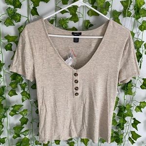 Cream T-Shirt with buttons